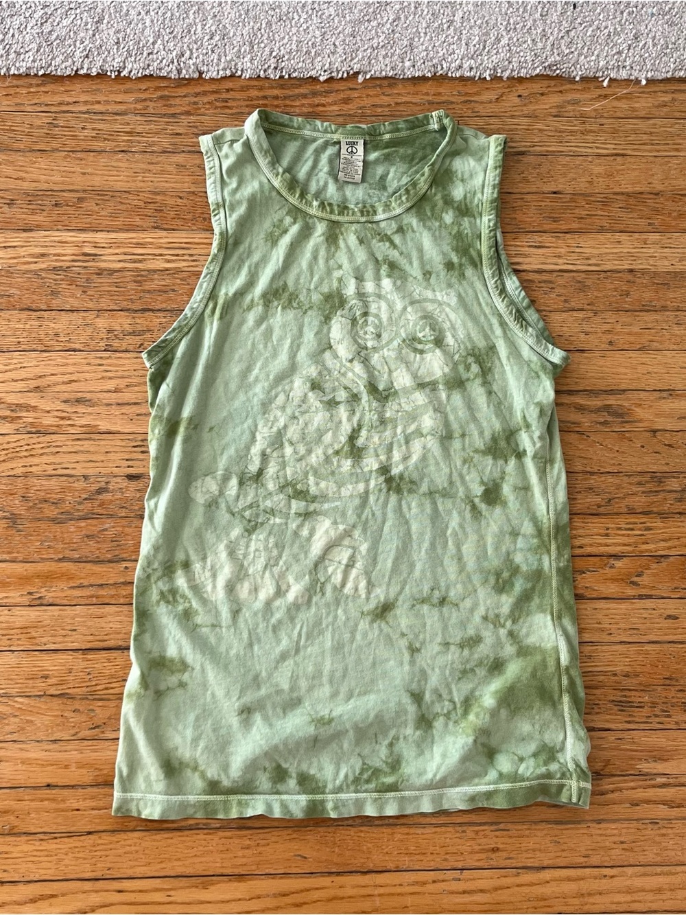 Lucky Brand Owl Graphic Green Tie-Dye Sleeveless Top
